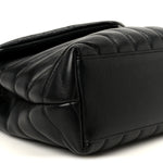 Calfskin Y Quilted Monogram Small Loulou Chain Satchel Black