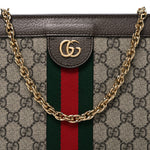 GG Supreme Monogram Web Medium Ophidia Chain Shoulder Bag Brown