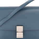 Box Calfskin Medium Classic Box Flap Bag Slate Blue