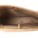 Shiny Calfskin Suede Goatskin Quilted Hobo Beige