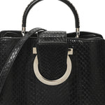Snakeskin Studded Thalia Top Handle Black