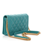 Caviar Quilted Boy Wallet On Chain WOC Light Blue