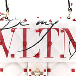 Lambskin Be My VLTN Print Candystud Top Handle Bag White Red Black