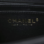 Shiny Calfskin Quilted CC Handle Vanity Flap Bag Black