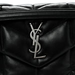 Lambskin Quilted Small Loulou Puffer Monogram Chain Satchel Black