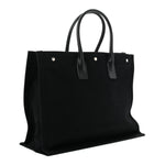Linen Calfskin Rive Gauche Tote Black
