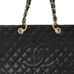 Caviar Quilted Grand Shopping Tote GST Black