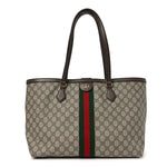 GG Supreme Monogram Medium Ophidia Shopping Tote Brown