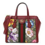 GG Supreme Monogram Flora Web Small Ophidia Tote Bag Red