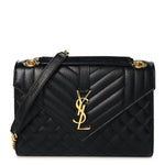Grain De Poudre Textured Mixed Matelasse Triquilt Medium Monogram Satchel Black