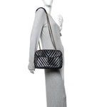 Lambskin Chevron Quilted Camera Case Navy