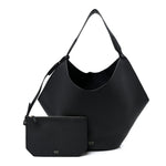 Pebbled Sport Calfskin Medium Lotus Tote Black