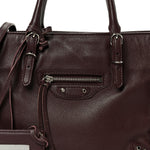 Calfskin Papier Mini A4 Zip Around Tote Rouge Aubergine