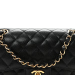 Caviar Quilted Small Double Flap Black