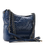 Patent Goatskin Quilted Medium Gabrielle Hobo Blue