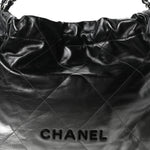 Metallic Shaded Calfskin Quilted Chanel 22 Black Silver