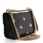 Grained Calfskin Bee Star Small Padlock Shoulder Bag Black