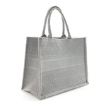 Canvas Embroidered Cannage Medium Book Tote Stone