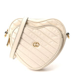 Calfskin Matelasse Diagonal Mini Interlocking G Heart Shoulder Bag Mystic White