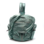 Metallic Calfskin Marti Backpack Bag Light Blue Rhodium Hardware