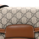 GG Supreme Monogram Horsebit 1955 Soft Small Shoulder Bag Beige Brown