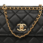 Caviar Quilted Chain Frame Flap Black
