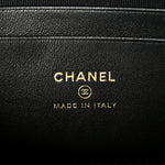 Suede Calfskin Shiny Lambskin Stitched Top Handle Slim Vanity Case With Chain Beige Black