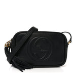 Pebbled Calfskin Small Soho Disco Bag Black