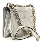 Metallic Grained Calfskin Medium Diorama Flap Bag Silver
