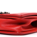 Calfskin Double Stitch Small Boy Flap Red