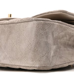 Suede Quilted Medium Double Flap Grey