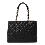 Caviar Quilted Grand Shopping Tote GST Black