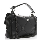 Nappa Monochrome Large Roman Stud Shoulder Bag Black