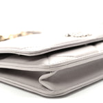 Lambskin Quilted Chanel 19 Wallet On Chain WOC Grey