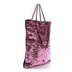 Sequin Logo Shopping Tote Pink Black