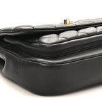Calfskin Quilted Top Handle Flap Black