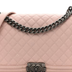 Lambskin Quilted New Medium Boy Flap Light Pink