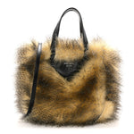 Aspen Vitello Faux Fur Tote Crema Black