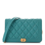 Caviar Quilted Boy Wallet On Chain WOC Light Blue