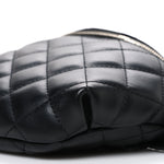 Lambskin Quilted Waist Belt Bag Black