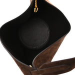 Suede Calfskin Mini Lotus Tote  Dark Brown