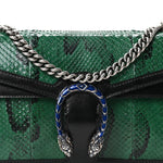 Snakeskin Enamel Small Dionysus Shoulder Bag Green