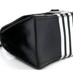 X ADIDAS Shiny Box Calfskin Small Hourglass Top Handle Bag Black White