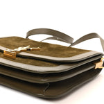 Suede Smooth Calfskin Monogram Medium Solferino Soft Satchel Olive