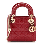 Patent Cannage Mini Lady Dior Red