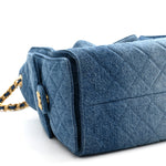 Washed Denim Quilted Small Chanel 25 Handbag Blue