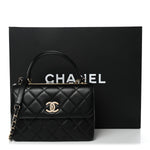 Lambskin Quilted Small Trendy CC Dual Handle Flap Bag Black