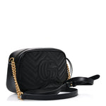Calfskin Matelasse Small GG Marmont Chain Shoulder Bag Black