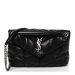 Lambskin Quilted Small Loulou Puffer Monogram Chain Satchel Black