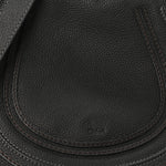Grained Calfskin Medium Marcie Saddle Bag Black